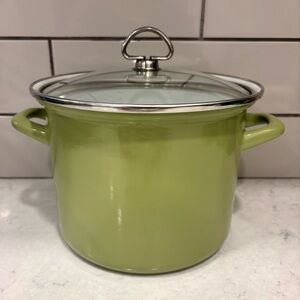Vintage Chantal Green Enamel Pot with Lid
